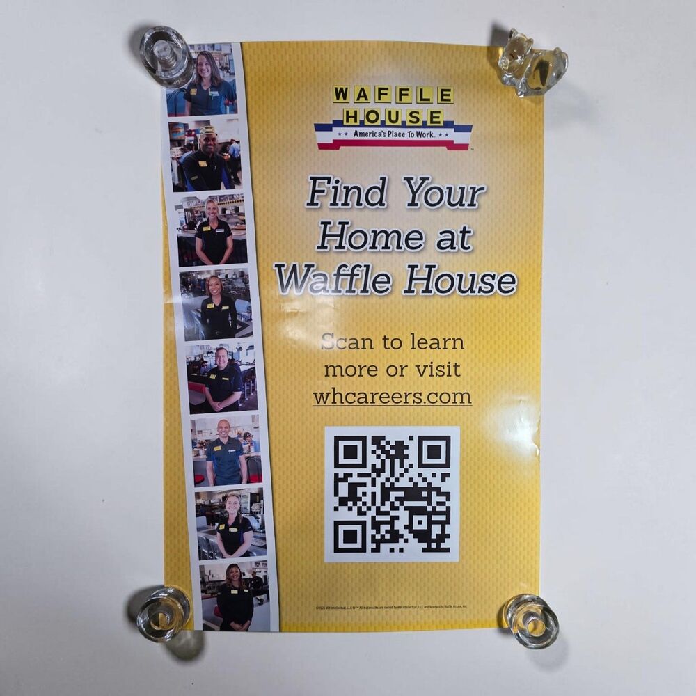 Waffle House Find Your Home Hiring Recruitment Poster 2025 In-Store Display QR